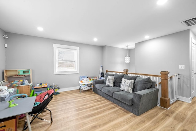 living room with light wood-type flooring