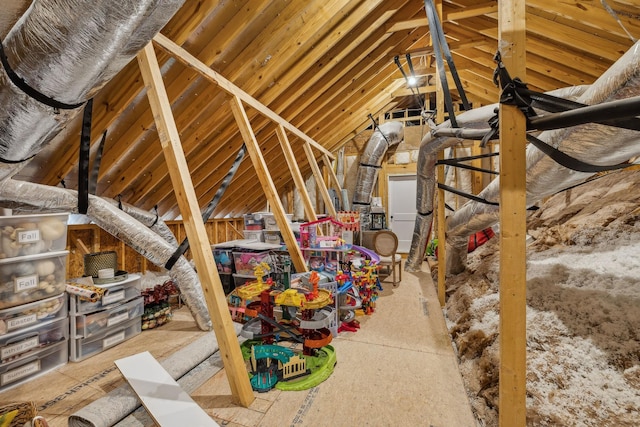 view of unfinished attic