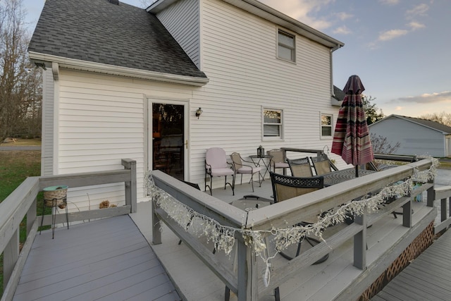 view of deck at dusk