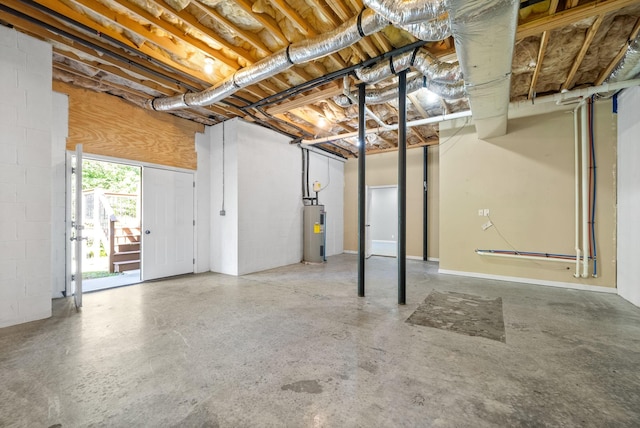 basement featuring water heater