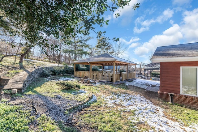 view of yard with a gazebo