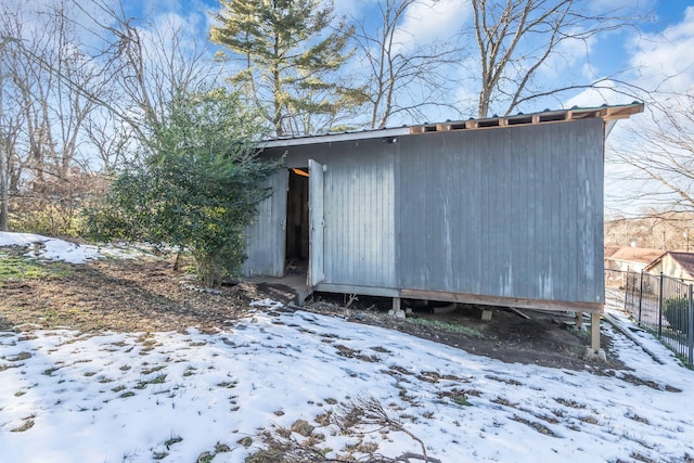 view of snow covered structure