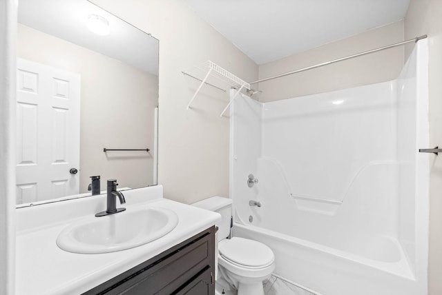 full bathroom with shower / bath combination, toilet, and vanity