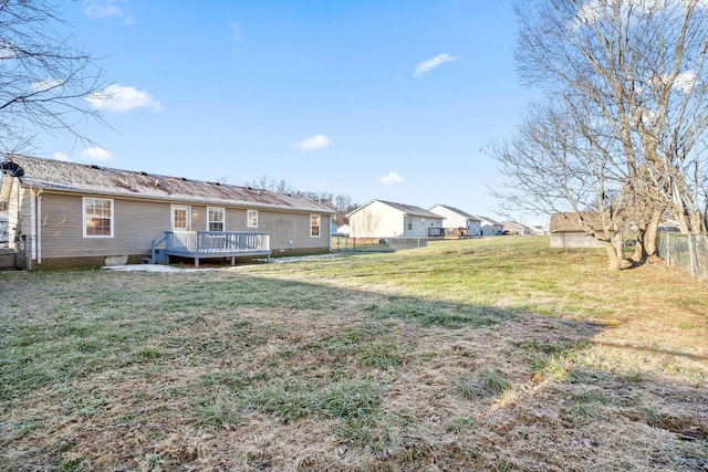 view of yard with a deck