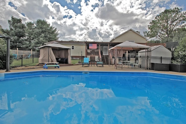 view of pool with a gazebo