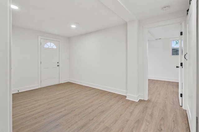 foyer entrance featuring light wood-type flooring and a wealth of natural light