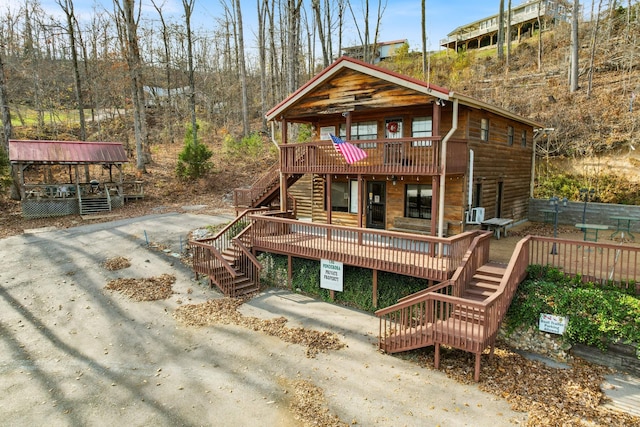 view of jungle gym featuring a deck