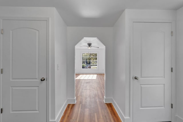 hall featuring light wood-type flooring