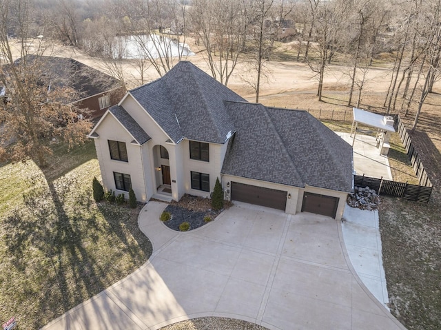 view of front of property with a garage