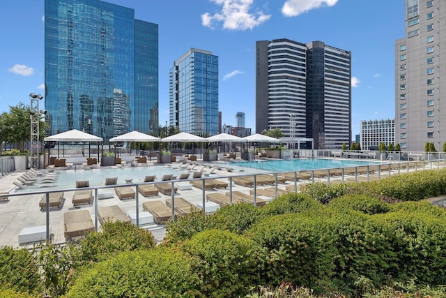 view of pool with a gazebo and a patio