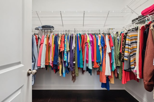 walk in closet featuring hardwood / wood-style flooring