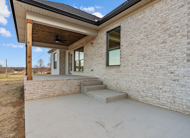 view of patio / terrace with a ceiling fan