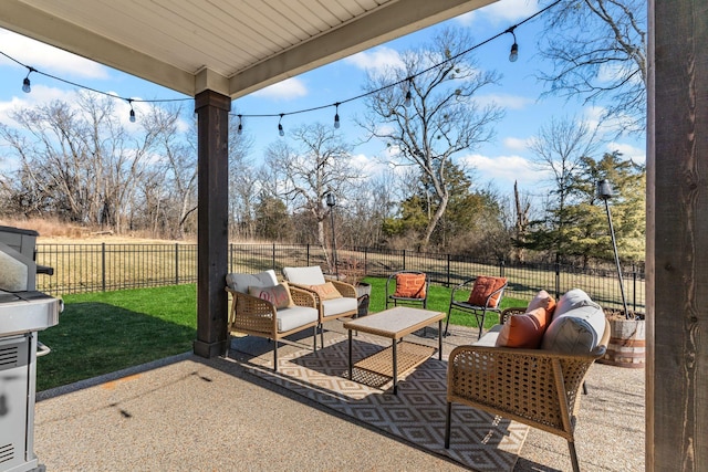 view of patio / terrace featuring an outdoor hangout area