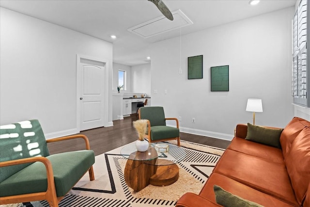 living room featuring dark hardwood / wood-style floors