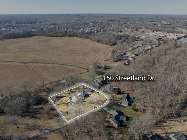 bird's eye view featuring a rural view