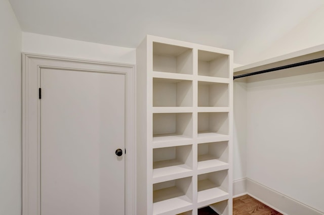 spacious closet with hardwood / wood-style flooring