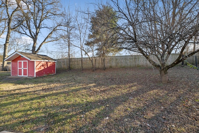 view of yard with a storage unit