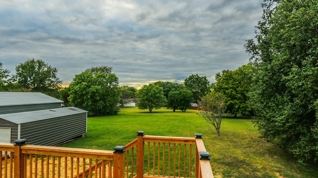 view of yard with a deck