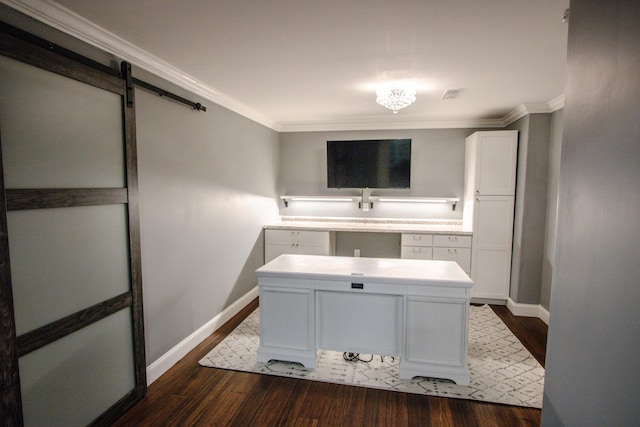 bathroom with ornamental molding and wood-type flooring