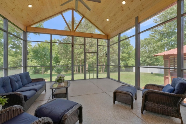 sunroom / solarium featuring wood ceiling and a healthy amount of sunlight