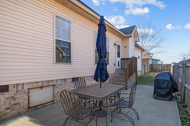 view of patio / terrace featuring a grill