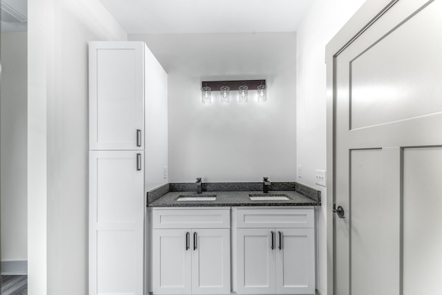 bathroom featuring wood-type flooring and vanity