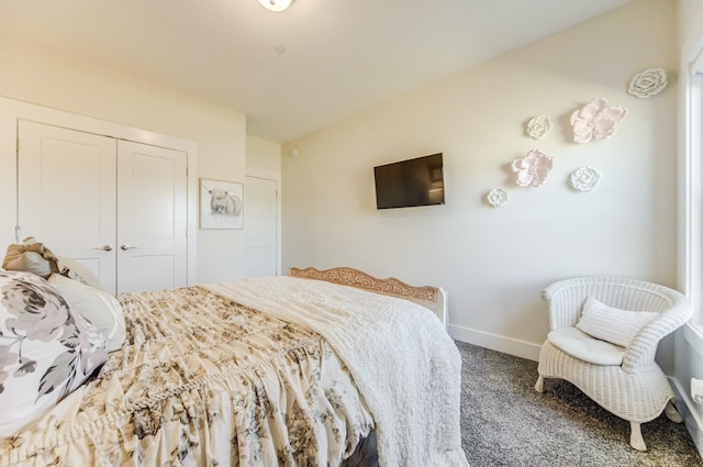 carpeted bedroom featuring a closet