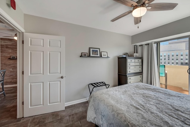 bedroom featuring ceiling fan