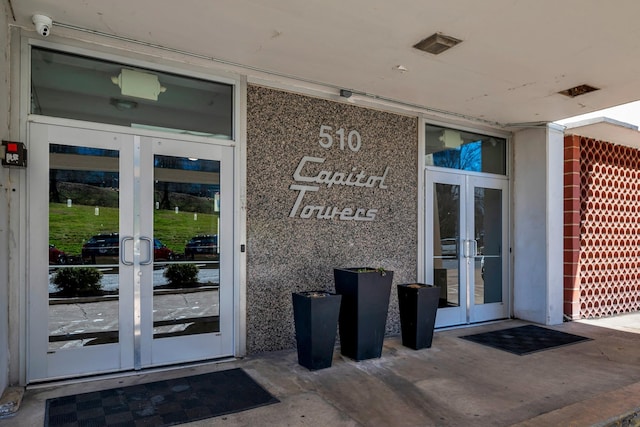 property entrance with french doors