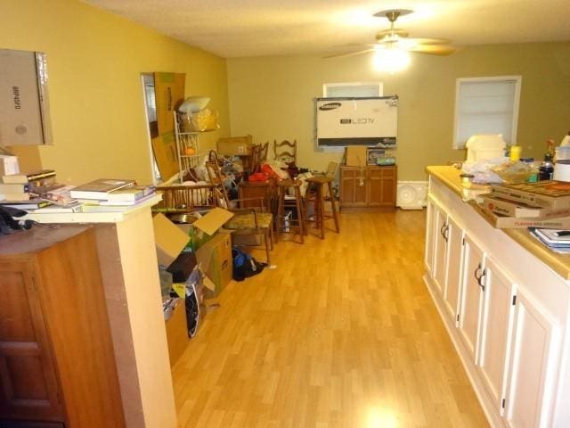 interior space featuring ceiling fan and light hardwood / wood-style floors