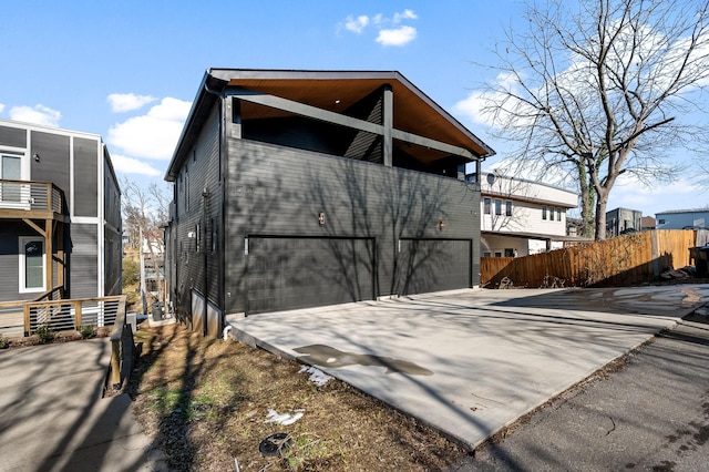 view of home's exterior with a garage