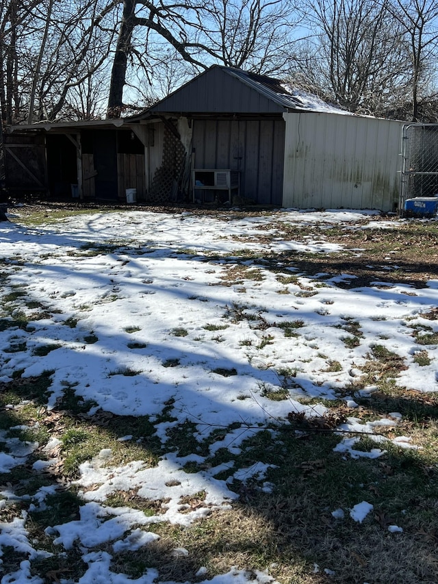 view of snow covered structure