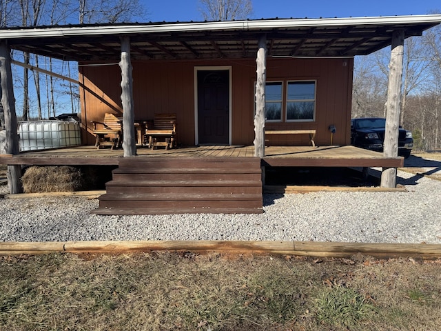 exterior space featuring a wooden deck