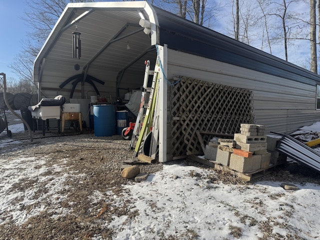 view of snow covered structure