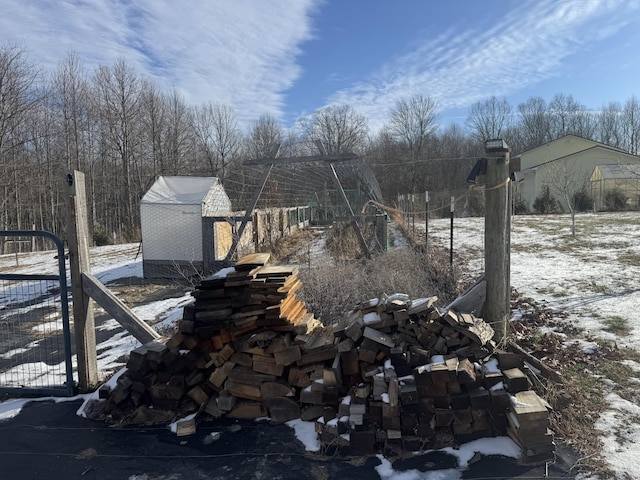 view of yard covered in snow