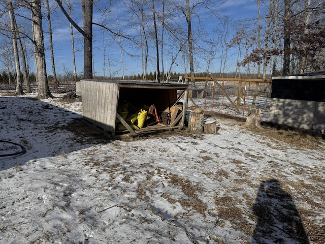 view of snow covered structure