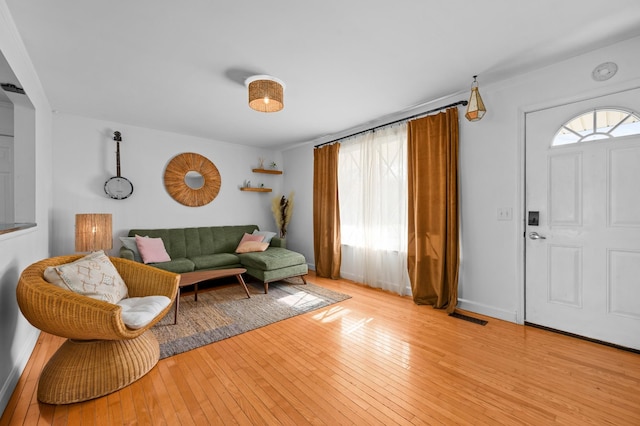 living room featuring light hardwood / wood-style flooring