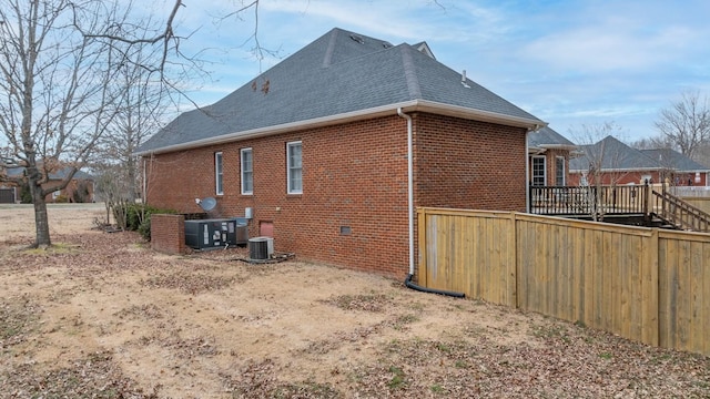 view of property exterior featuring central air condition unit