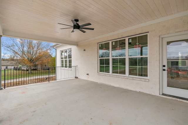 view of patio with ceiling fan