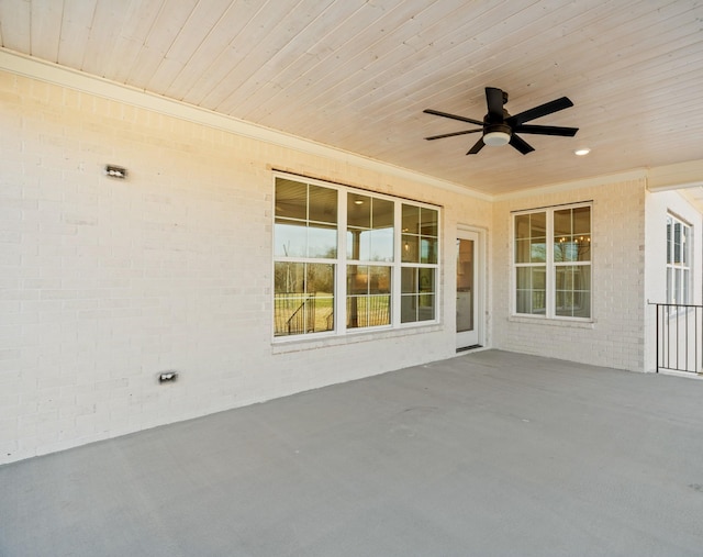 view of patio featuring a ceiling fan