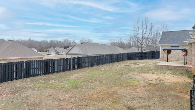 view of yard featuring a gazebo and a patio