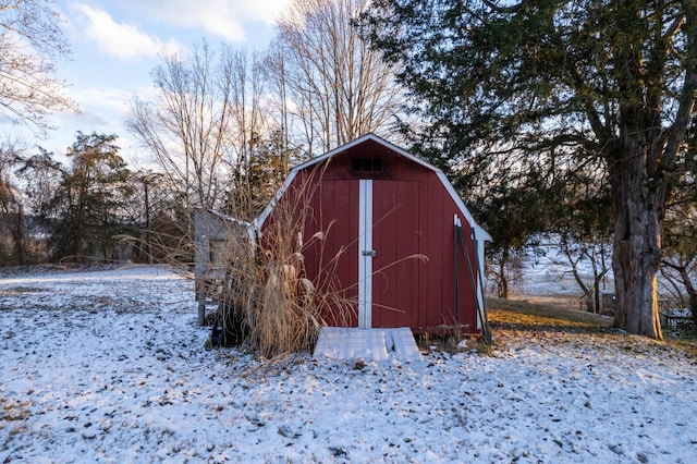 view of snow covered structure