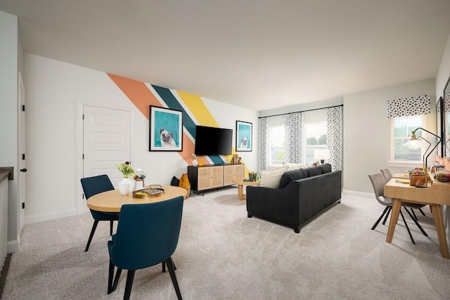 carpeted living room featuring a wealth of natural light