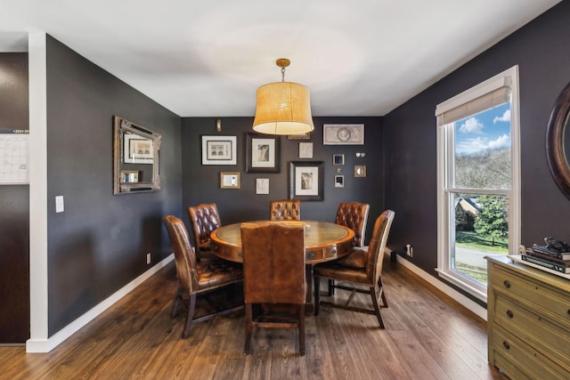 dining space featuring dark wood-type flooring