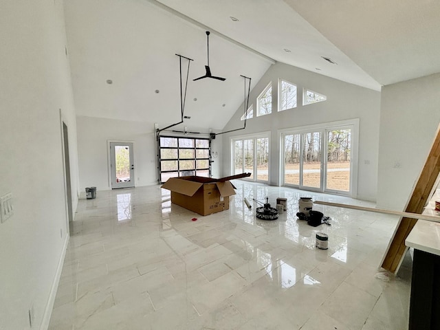 interior space featuring high vaulted ceiling