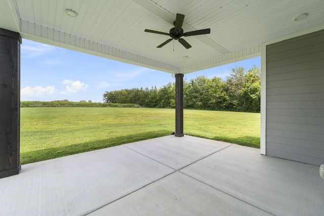 view of patio / terrace featuring ceiling fan