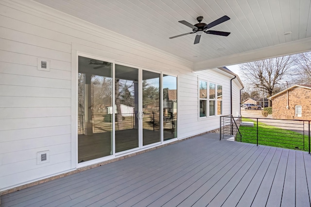 deck featuring ceiling fan