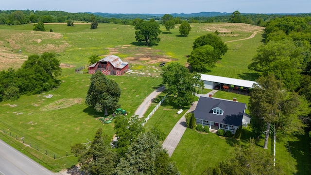 drone / aerial view with a rural view