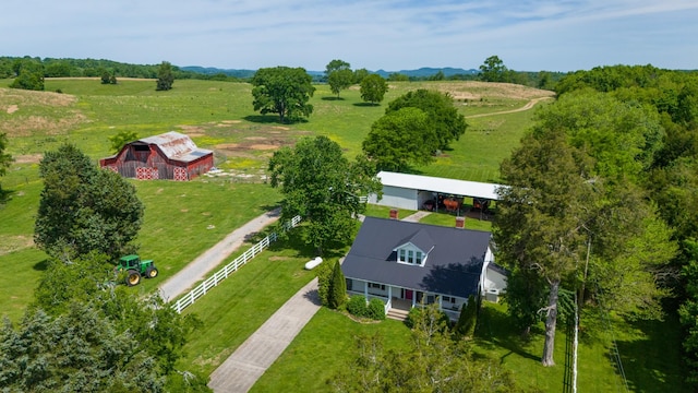 drone / aerial view with a rural view