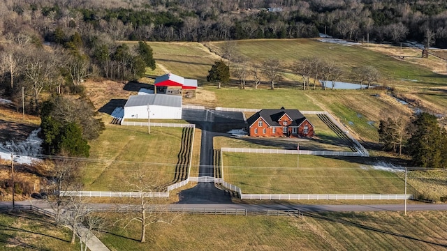 aerial view featuring a rural view